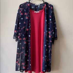 Wallflower Juniors Pink Dress and Kimono